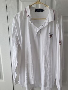Polo Golf Ralph Lauren White Long Sleeve Polo Size XXL